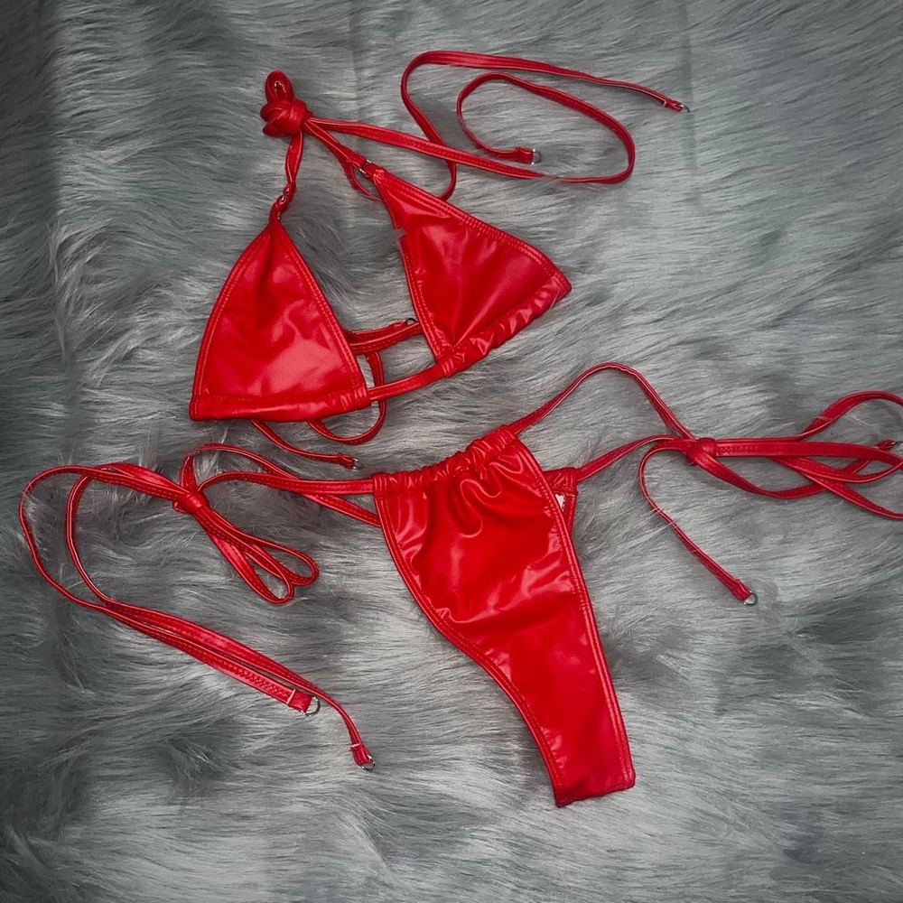 COPY - Red Shiny Bikini Set